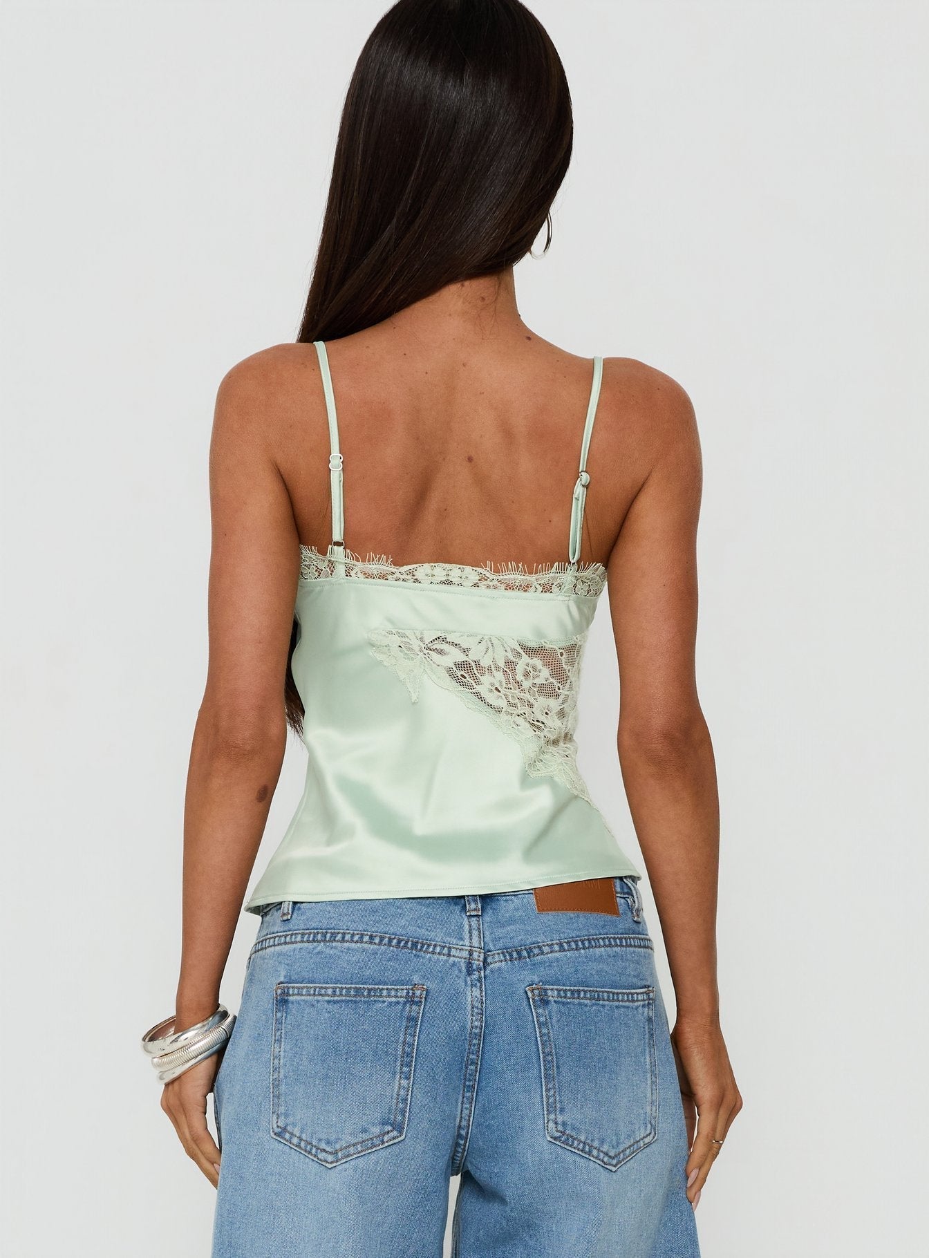 Annamari Lace Satin Cami Top Green