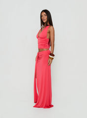 Keerah Ruched Maxi Skirt Guava