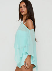 Senzo Chiffon Poncho Top Blue