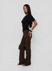 Kinkirk No Waist Flared Pants Chocolate Pinstripe