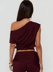 Hadlia Off Shoulder Top Burgundy