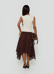 Asali Asymmetrical Midi Skirt Chocolate