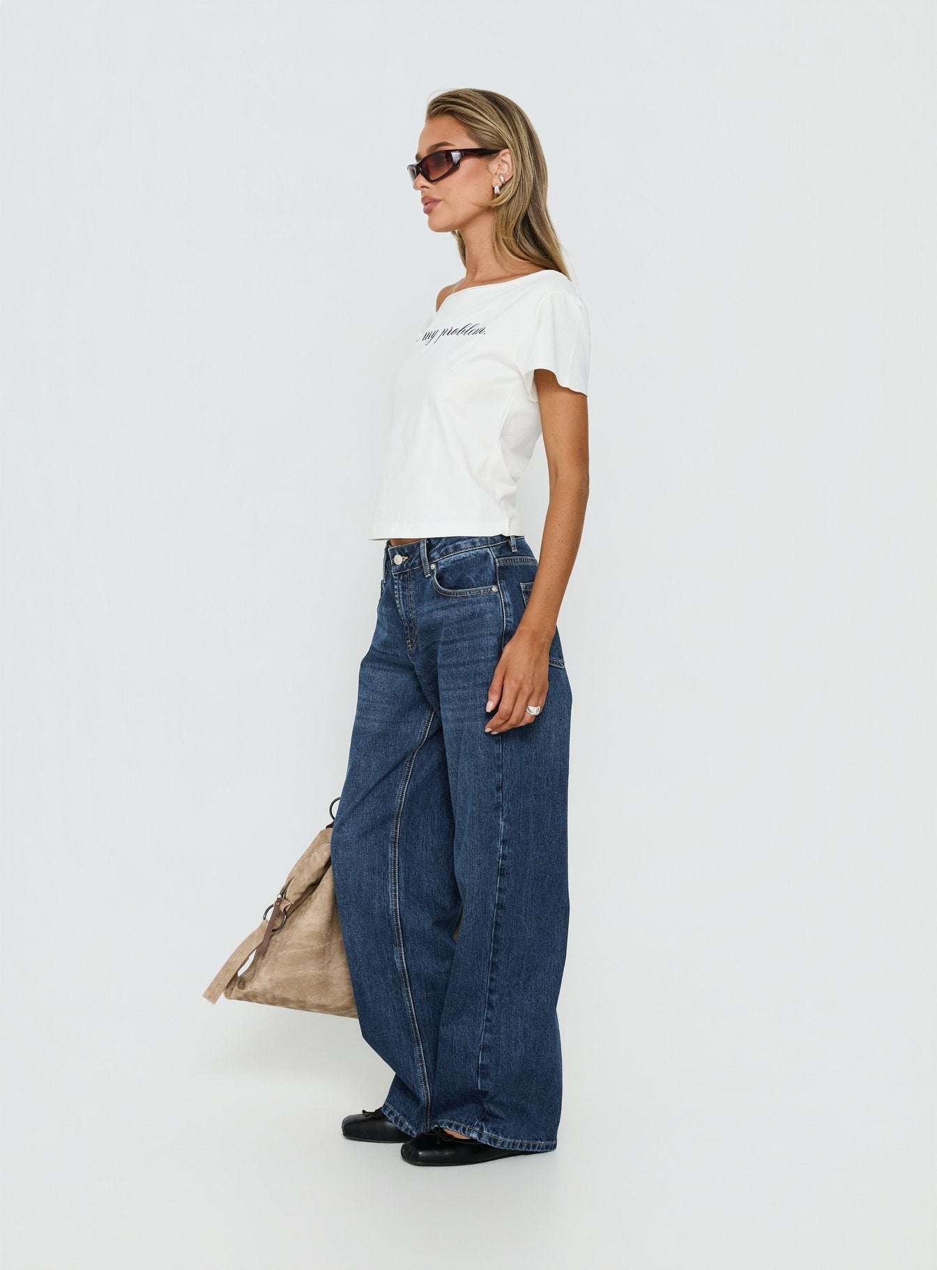 Serenitia Mid Rise Relaxed Jeans Dark Blue Wash