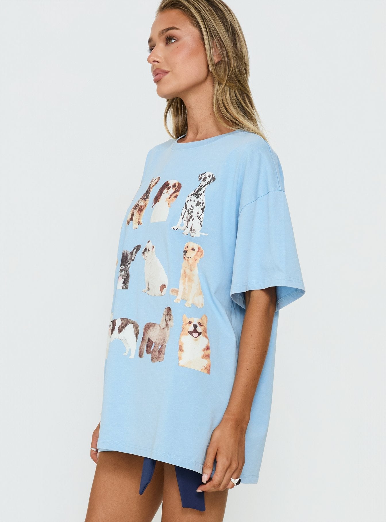Dog Person Oversized Graphic Tee Washed Blue