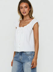 Never Over Floaty Babydoll Top White