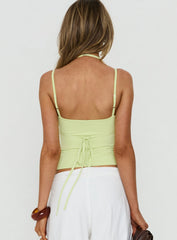 Isamie Drawstring Tie Wrap Top Lime