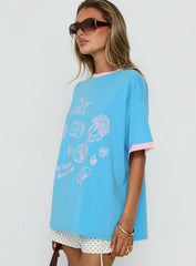 Off the Clock Oversized Graphic Tee Blue / Pink
