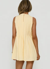 Dreamboat Pleated Mini Dress Yellow