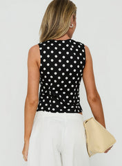 Dahlea Keyhole Sleeveless Top Black Polka Dot