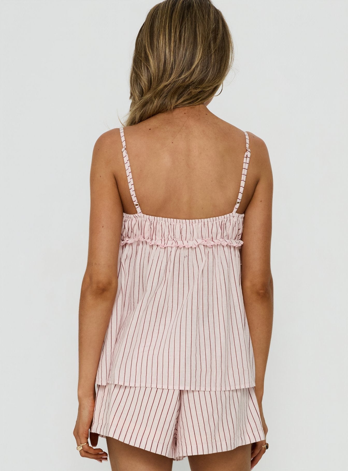 Harwin Gathered Bust Babydoll Top Pink Stripe