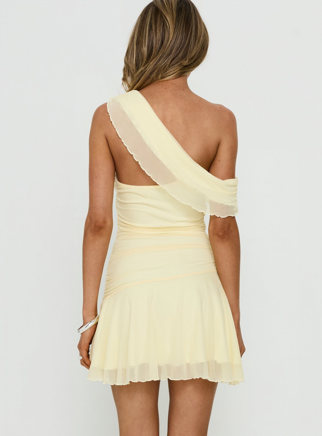Darline One Shoulder Mini Dress Yellow