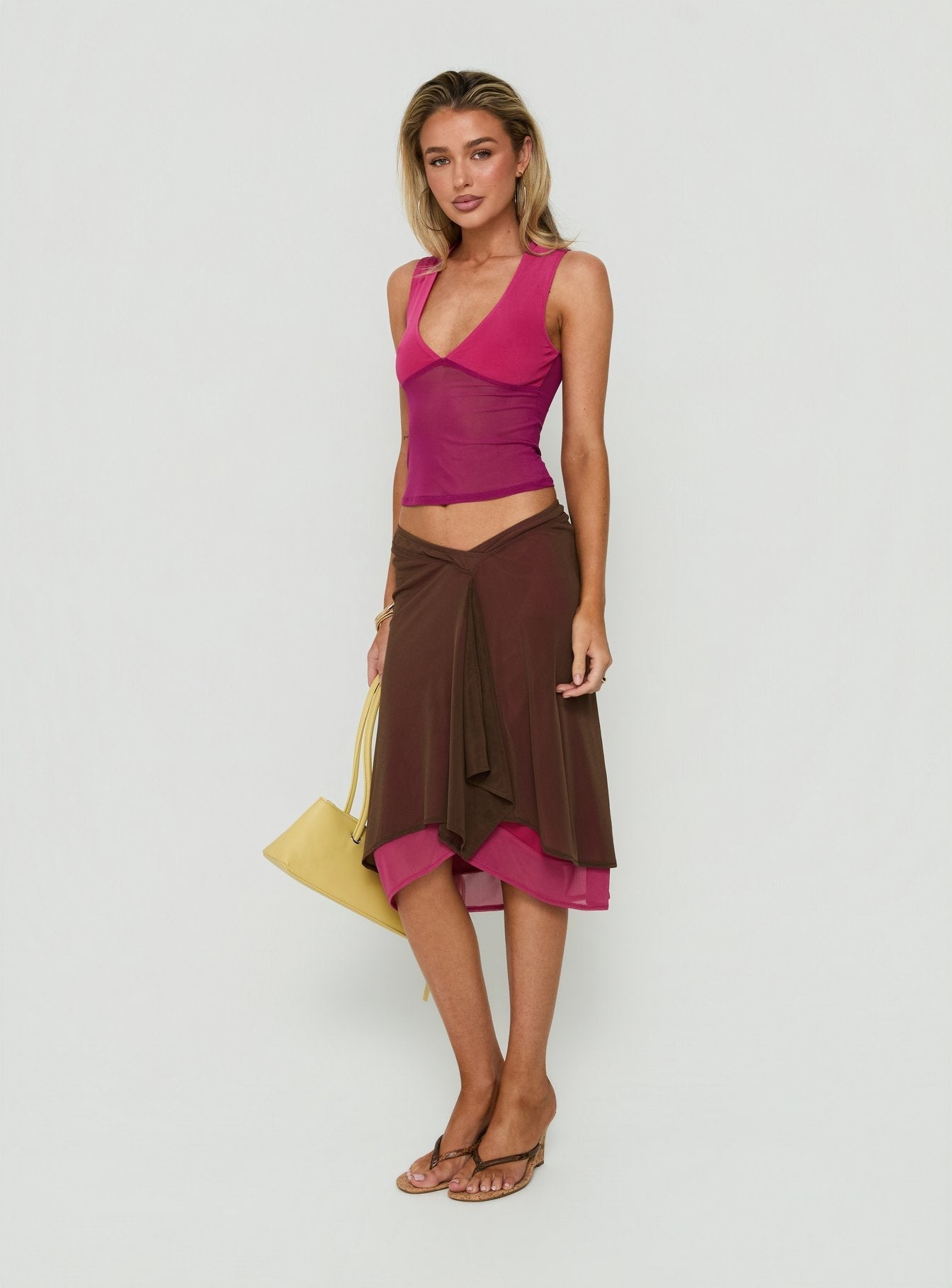 Erinhadi Midi Skirt Brown / Pink