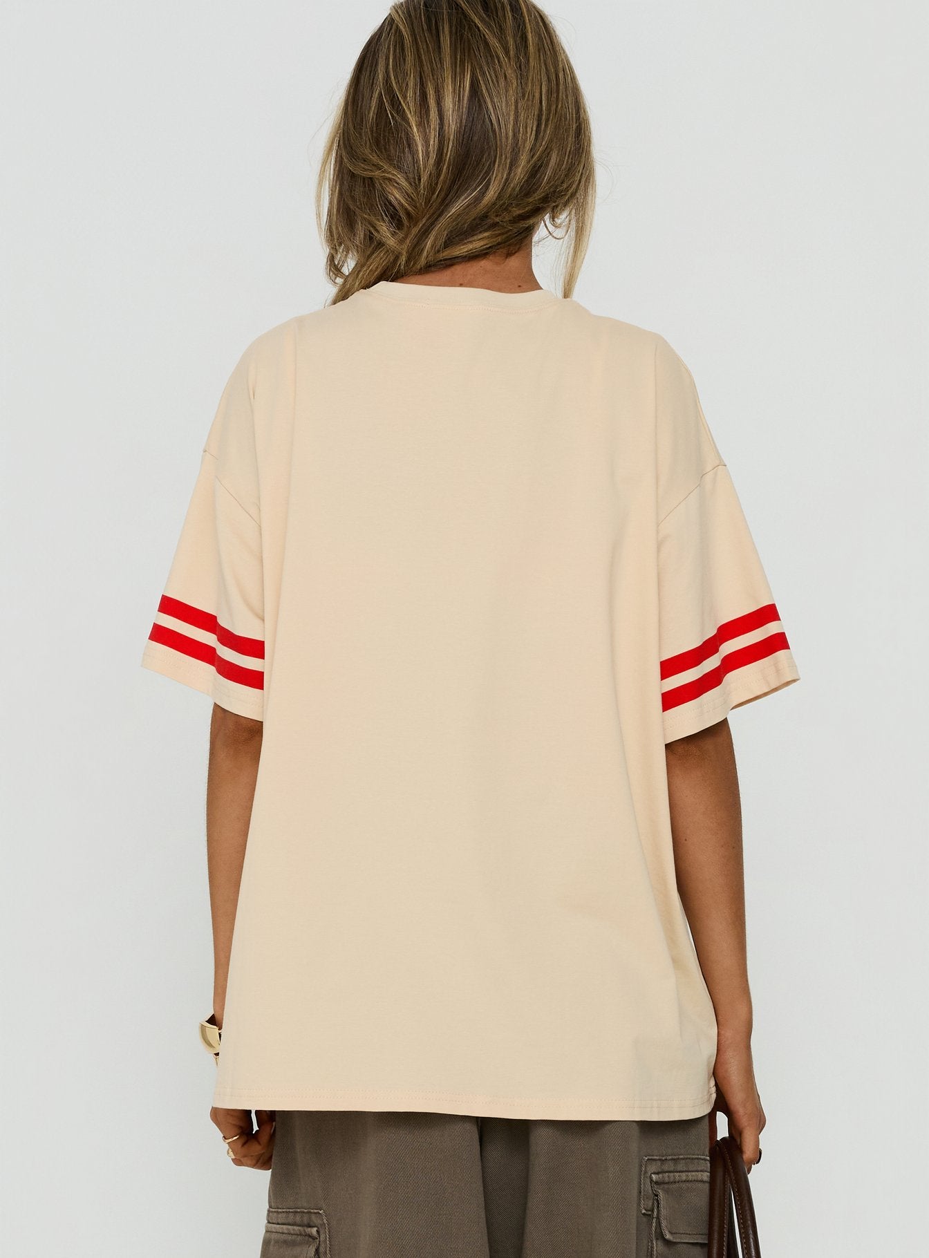 Grazing Club Oversized Graphic Tee Cream / Red
