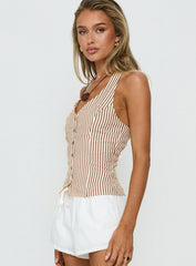 Old Friend Halter Top Chocolate Stripe