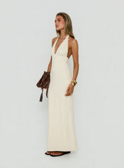 Almeria Lace Detail Halter Maxi Dress Butter