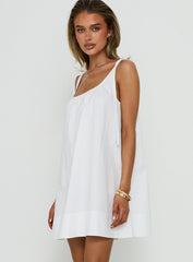 Lucka Babydoll Tie Mini Dress White