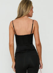 Maralyne Satin Corset Top Black
