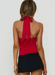 Gabriela Satin Halter Corset Top Red