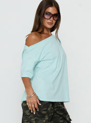 Settle Down One Shoulder Top Aqua