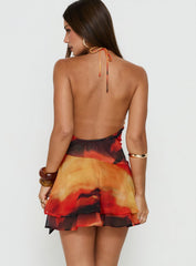 Two Tides Halter Wrap Mini Dress Sunset