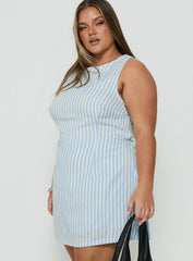 Yumiko Playsuit Blue Stripe Curve