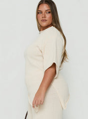Amelise Knit Poncho Beige Curve