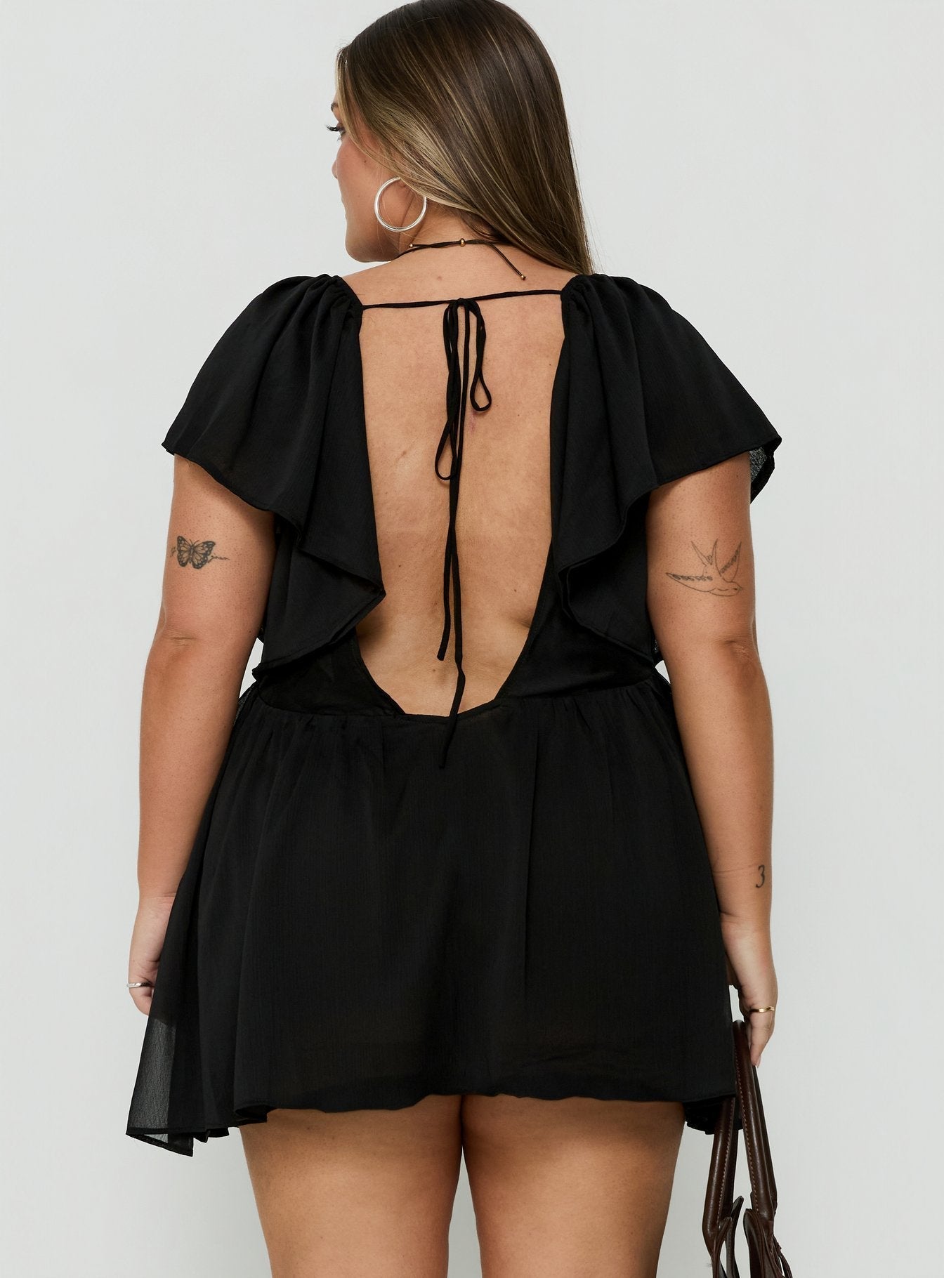 Sun Spirit Plunge Flowy Playsuit Black Curve