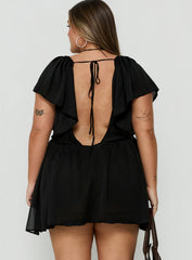 Sun Spirit Plunge Flowy Playsuit Black Curve