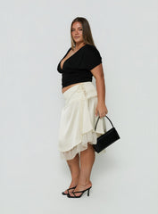 Rosemead Satin Midi Skirt Cream Curve