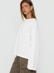 Settle Down Long Sleeve Top White