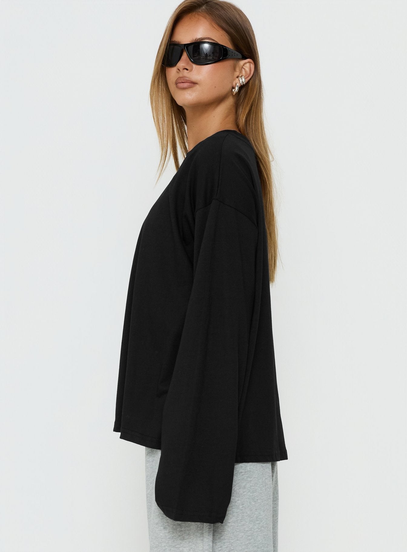 Settle Down Long Sleeve Top Black