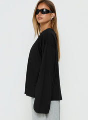 Settle Down Long Sleeve Top Black