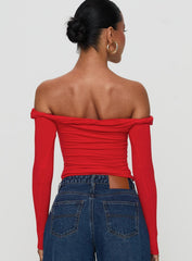 Dusky Long Sleeve Top Red