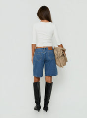 Francies Ultra Low Rise Jort Mid Blue Wash