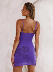 Harlequin Mini Dress Purple