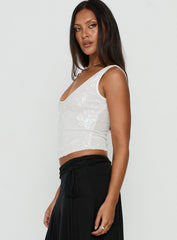 Anova Sequin Tank Top White
