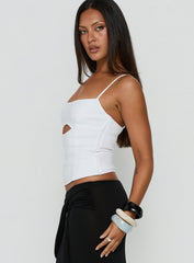 Lenara Cut Out Cami Top White