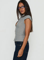 Yalanda Cut Out Collared Top Multi Stripe