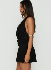 Khoda Studded Halter Mini Dress Black