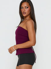 Loreto Strapless Tie Back Top Plum