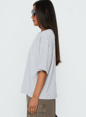 Settle Down Short Sleeve Top Grey / White Stripe