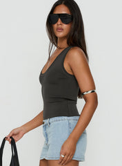 Solanah Knit Tank Top Charcoal