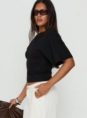 Nakota V Neck Cinched Tee Black