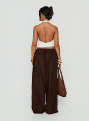 Bungala Oversized Relaxed Pants Brown Pinstripe