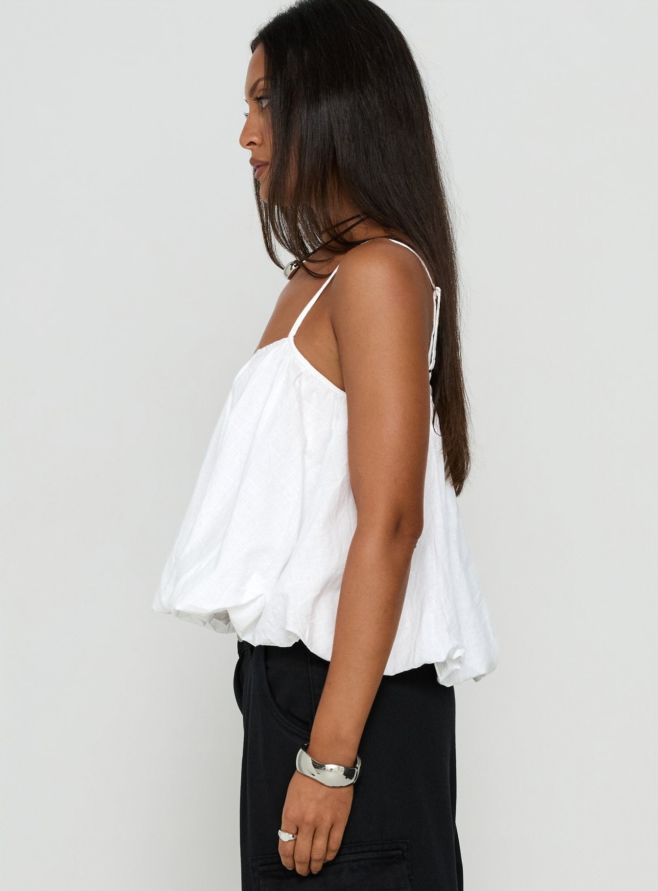 Elfina Babydoll Bubble Top White