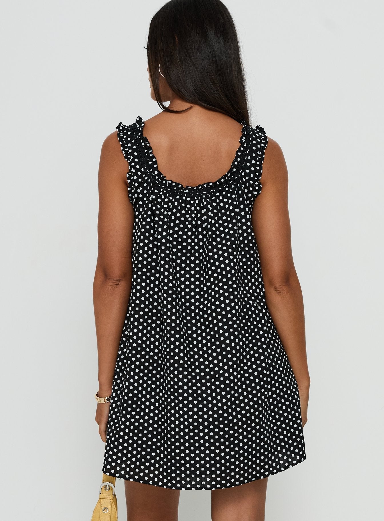 Swing Mini Dress Black Polka Dot