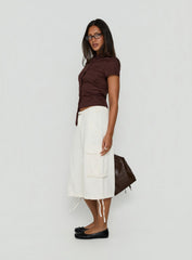 Naomee Asymmetrical Collared Short Sleeve Top Chocolate