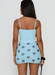 Cosmina Sarong Mini Dress Blurred Blue Polka Dot