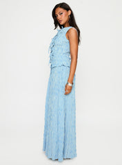 Songbird Shirred Maxi Dress Blue