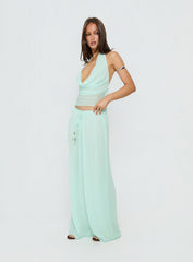 Distinction Chiffon Pants Aqua